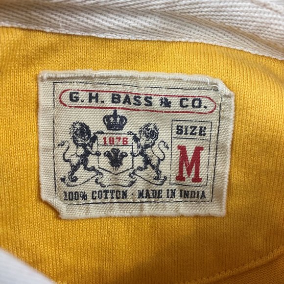 G.H. Bass Yellow Navy Blue Colorblock Rugby Polo M - Picture 2 of 5